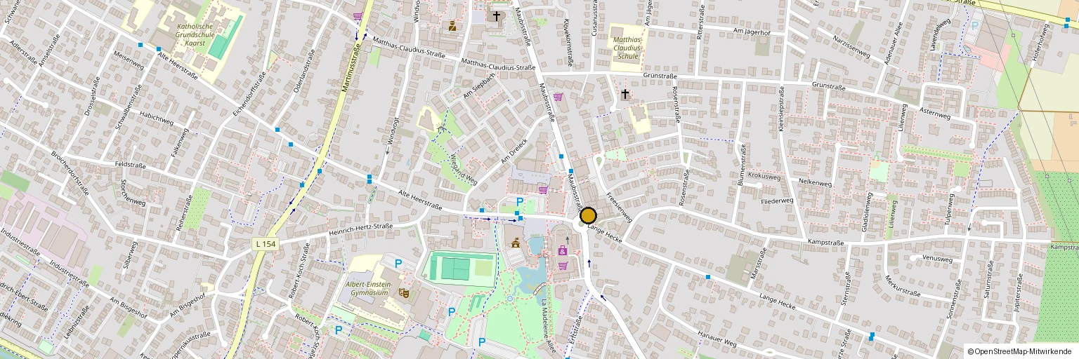 Karte mit dem Standort der Schokoblüte, Maubisstraße 46 in Kaarst
